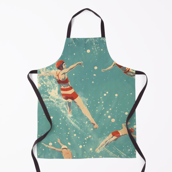 Item preview, Retro swimmers in icy snowy water designed and sold by Wildflow Creations.