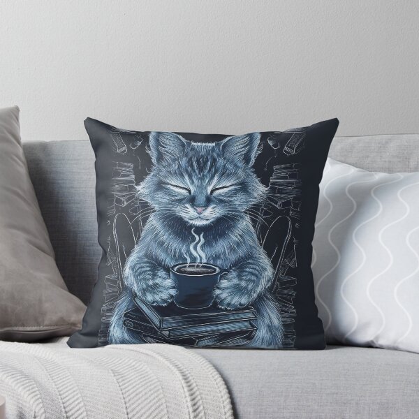 Artikelvorschau, Kaffeekatze und Bücher entworfen und verkauft von Tajdi.