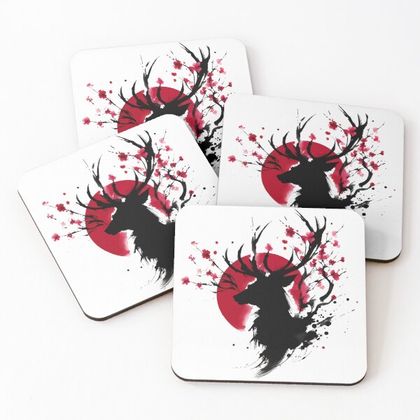 Aperçu de l'œuvre Sumie Japonais Coup de pinceau Sakura fleurs Bois de cerf créée et vendue par TomFrontierArt.