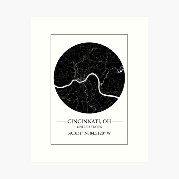 Item preview, Cincinnati map designed and sold by Mapmingle.