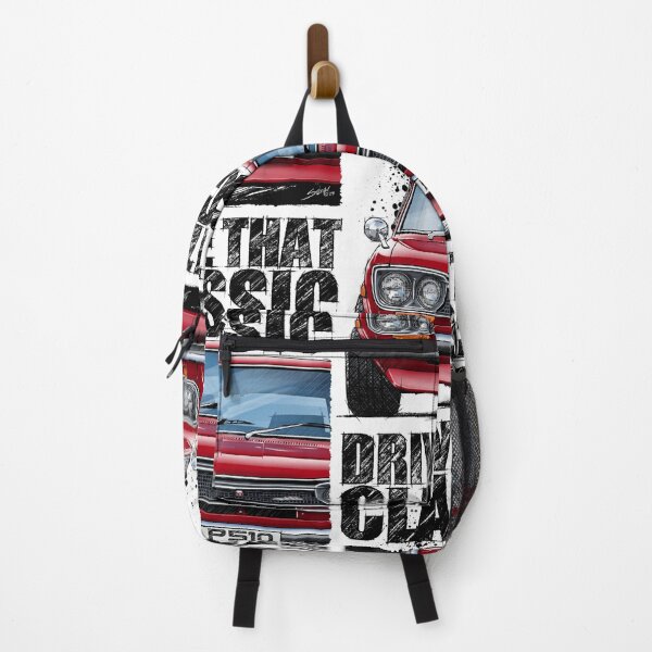 Artikelvorschau, Drive That Classic mit dem legendären Datsun P510 in Rot (heller Hintergrund) entworfen und verkauft von Petrolhead T-Shirts and Art.