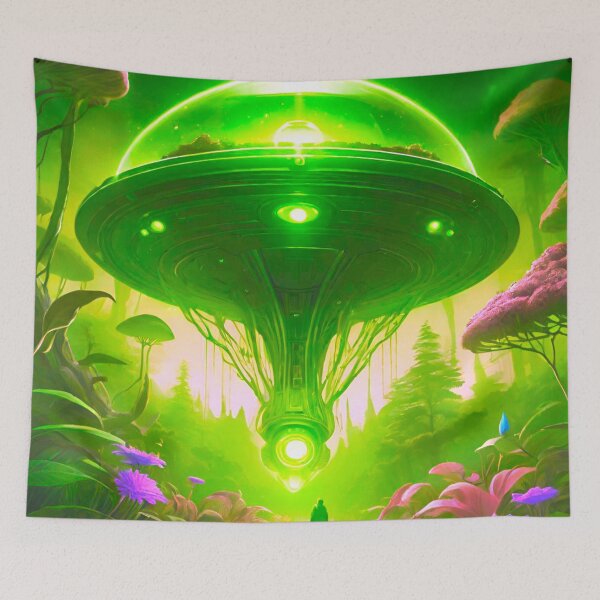Item preview, Bright Green Luminous UFO designed and sold by GrizzlyCollective.