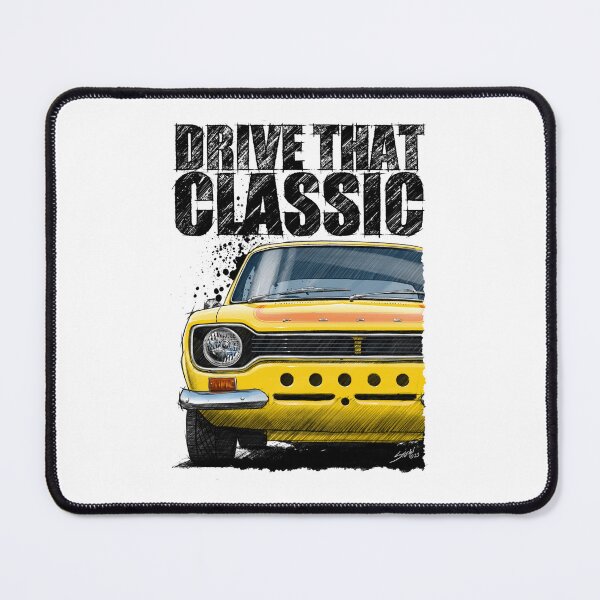 Item preview, Drive That Classic featuring the Iconic Ford Escort mk1 RS2000 in yellow (Light Background) designed and sold by Petrolhead T-Shirts and Art.