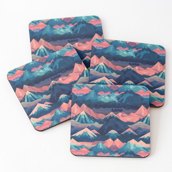 Item preview, Abstract mountains in vector style. Vector mountains in blue and pink tones. Mountain landscape in minimalism. designed and sold by SculpterioShop.