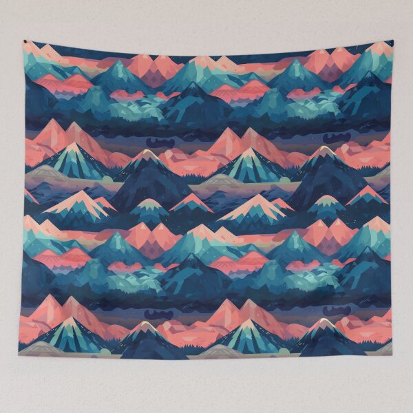 Item preview, Abstract mountains in vector style. Vector mountains in blue and pink tones. Mountain landscape in minimalism. designed and sold by SculpterioShop.