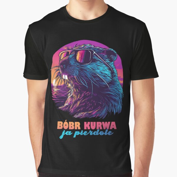 Item preview, Synthwave Polish Beaver Meme Ja pierdole "Bobr Bober Kurwa" designed and sold by TuuliTuule.