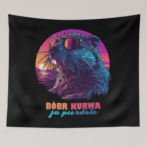 Item preview, Synthwave Polish Beaver Meme Ja pierdole "Bobr Bober Kurwa" designed and sold by TuuliTuule.