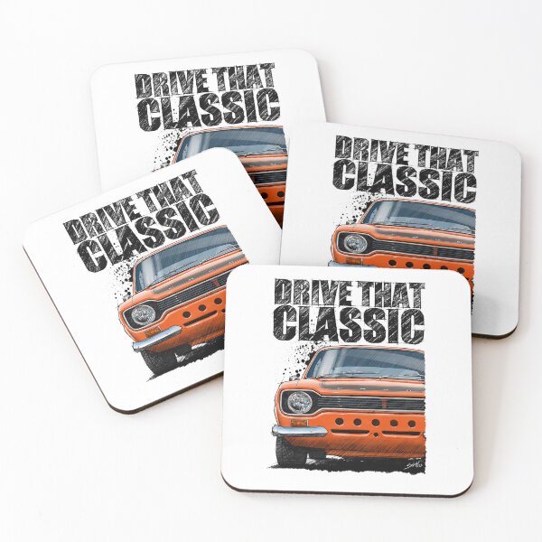 Item preview, Drive That Classic featuring the Iconic Ford Escort mk1 RS2000 in orange (Light Background) designed and sold by Petrolhead T-Shirts and Art.
