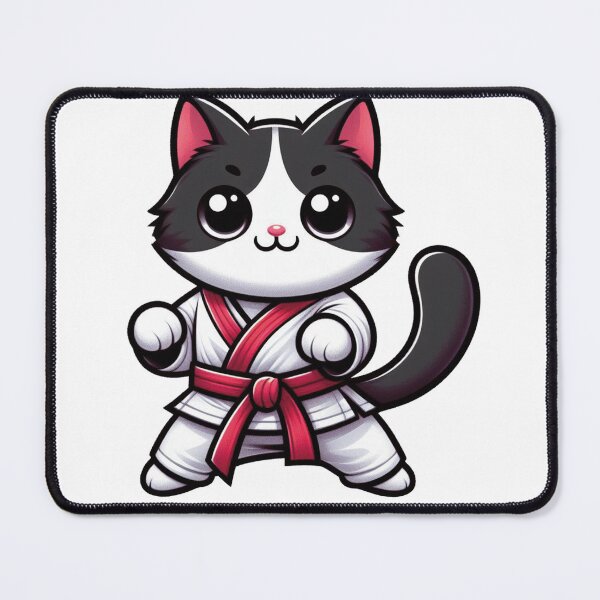 Item preview, Black karate cat with red belt designed and sold by DuskTillDown.