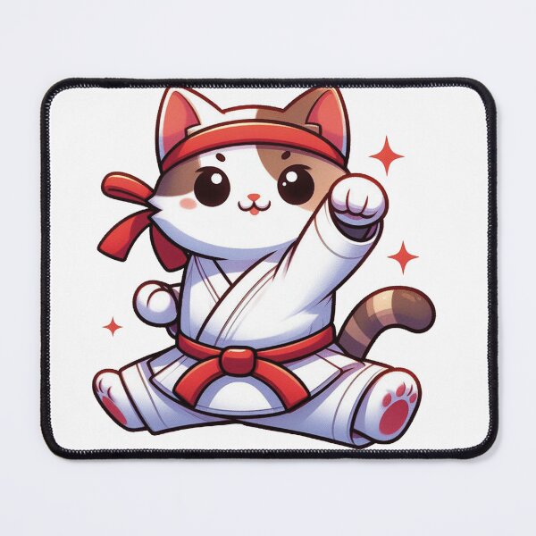 Item preview, cute karate cat with red belt designed and sold by DuskTillDown.
