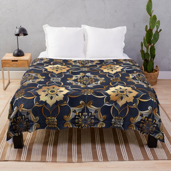 Item preview, Splendid Spanish Florals, Blue & Gold Tile Elegance designed and sold by VoyteksDesigns.