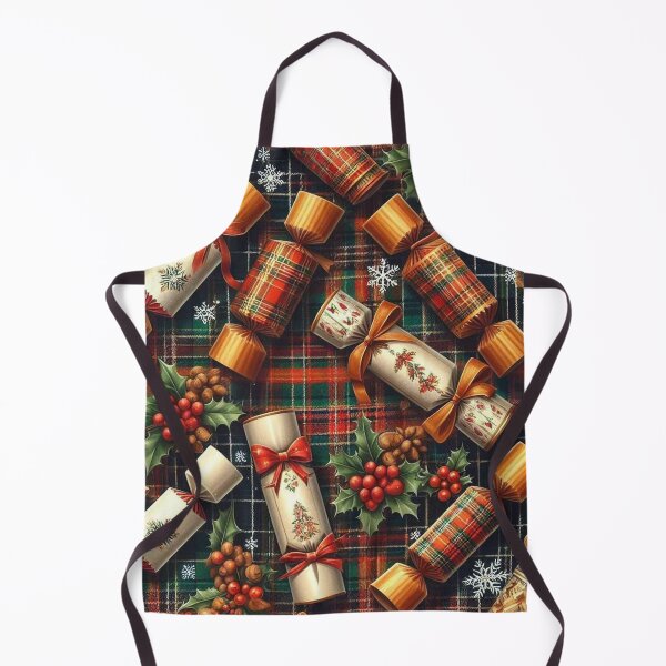 Item preview, Christmas crackers on tartan pattern designed and sold by Vkinsify.