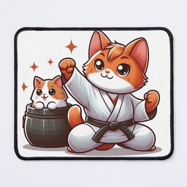 Item preview, cute karate cat with red belt designed and sold by DuskTillDown.
