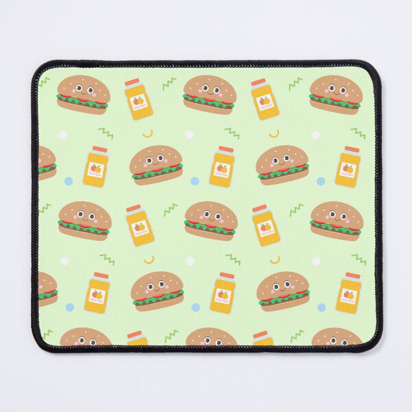 Item preview, Kids seamless pattern cute hamburger with ornage juice hand drawn green background designed and sold by nuchz.