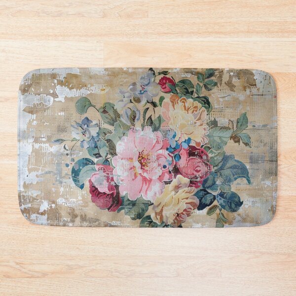 Item preview, Flower Daydream Shabby Chic Antique Style Moody Floral Rug designed and sold by AmandaArcane.