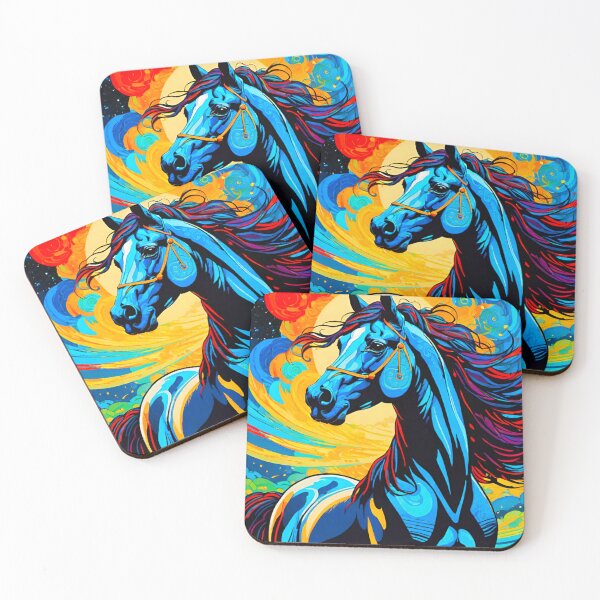 Item preview, Bright blue horse detailed design designed and sold by GrizzlyCollective.