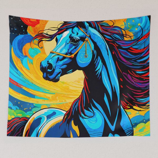 Item preview, Bright blue horse detailed design designed and sold by GrizzlyCollective.
