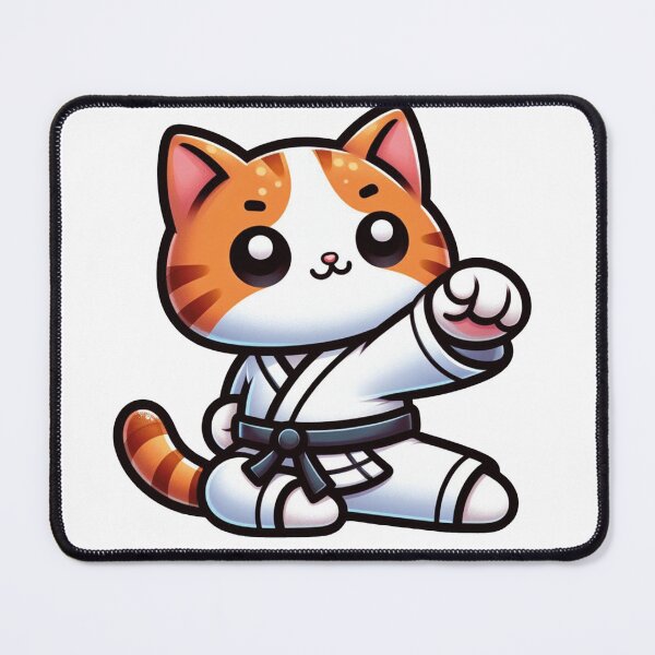 Item preview, red karate cat with black belt designed and sold by DuskTillDown.