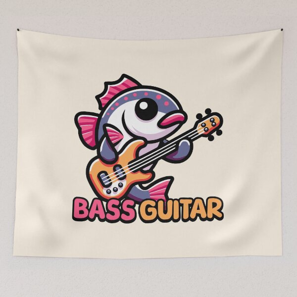 Item preview, Bass Guitar! Cute Fish Guitar Pun Cartoon designed and sold by PMCreative.