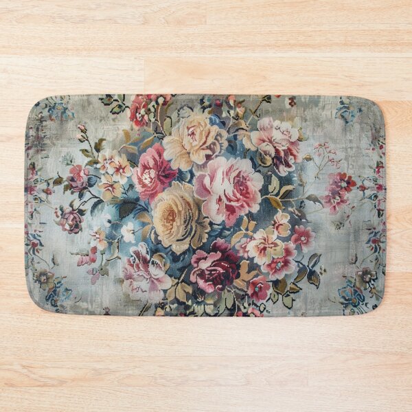 Item preview, Floral Accent Rug, Shabby Chic Antique Style Moody Floral Rug designed and sold by AmandaArcane.