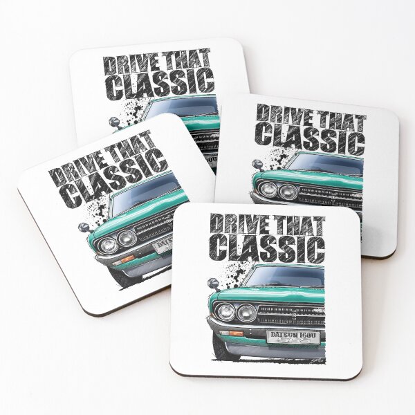Item preview, Drive That Classic featuring the Iconic Datsun P710 in turquoise. (light coloured background) designed and sold by Petrolhead T-Shirts and Art.