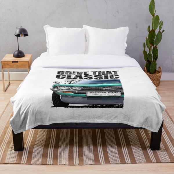 Item preview, Drive That Classic featuring the Iconic Datsun P710 in turquoise. (light coloured background) designed and sold by Petrolhead T-Shirts and Art.