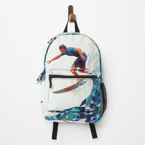 Item preview, Surfer catching wave geometric patterns Active Outdoors Inspired Art designed and sold by CDC40.