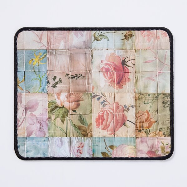 Item preview, Whimsical Feminine Rose Garden Patchwork Quilt Antique Shabby Chic Handmade Needlepoint Style designed and sold by AmandaArcane.