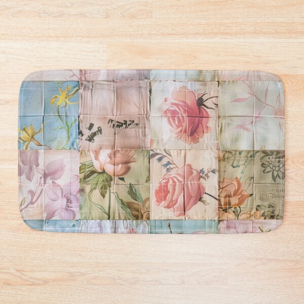 Item preview, Whimsical Feminine Rose Garden Patchwork Quilt Antique Shabby Chic Handmade Needlepoint Style designed and sold by AmandaArcane.