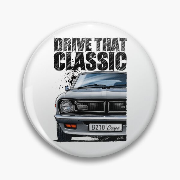Item preview, Drive That Classic featuring the Iconic Datsun B210 in silver. (light coloured background) designed and sold by Petrolhead T-Shirts and Art.