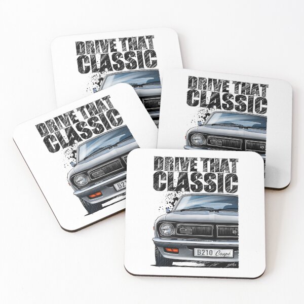 Item preview, Drive That Classic featuring the Iconic Datsun B210 in silver. (light coloured background) designed and sold by Petrolhead T-Shirts and Art.