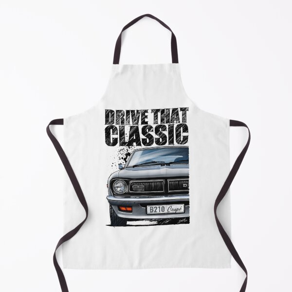 Item preview, Drive That Classic featuring the Iconic Datsun B210 in silver. (light coloured background) designed and sold by Petrolhead T-Shirts and Art.