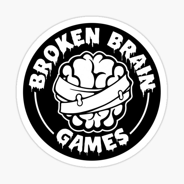 Black & White Broken Brain Games Logo Sticker