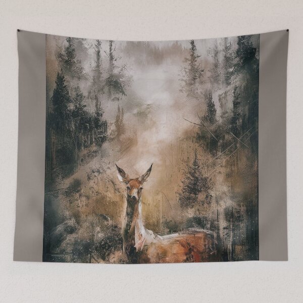 Item preview, Deer in a foggy forest designed and sold by Tajdi.