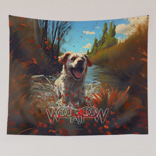 Item preview, Joyful dog bathing in the river designed and sold by Woof-WoofSK.