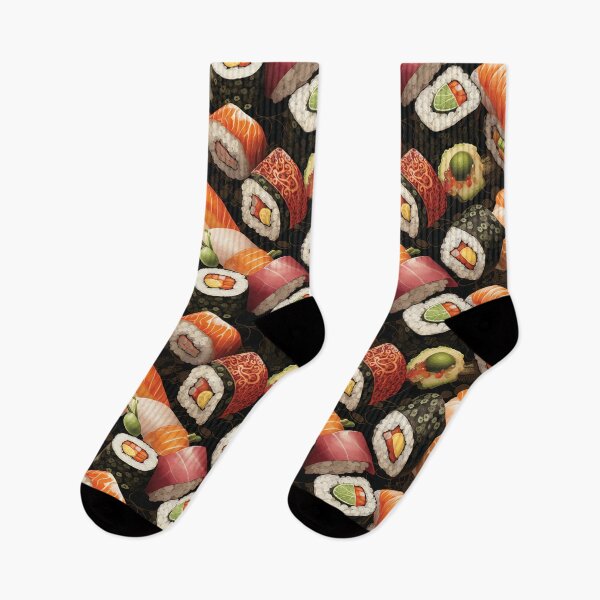 Item preview,  Pattern with appetizing sushi. Rolls with rice and fish. Stylized Japanese sushi. designed and sold by SculpterioShop.