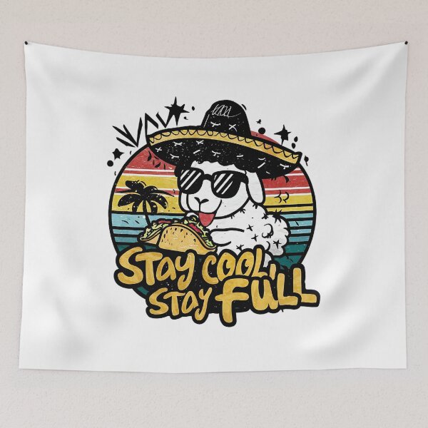 Item preview, CINCO DE MAYO - SHEEP IN SOMBRO EATING TACOS - STAY FULL STAY COOL  2 designed and sold by justyna-s28.