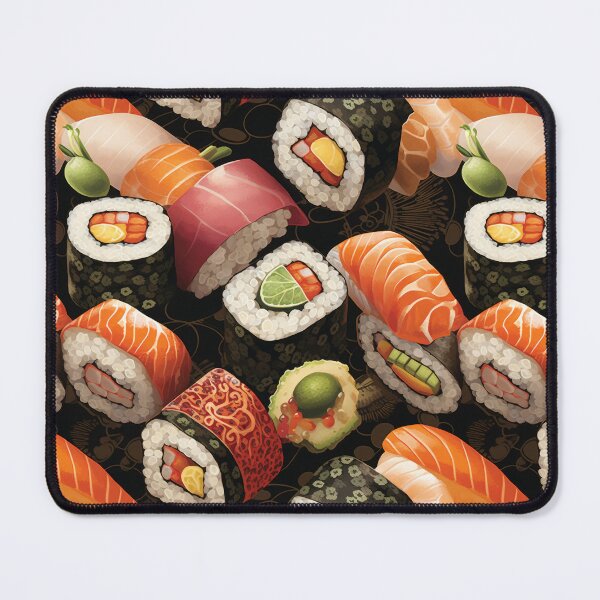 Item preview,  Pattern with appetizing sushi. Rolls with rice and fish. Stylized Japanese sushi. designed and sold by SculpterioShop.