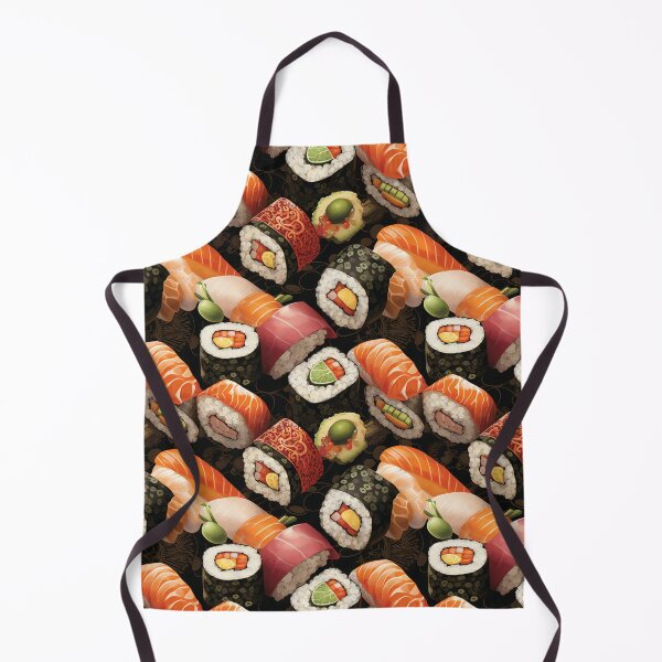 Item preview, Pattern with appetizing sushi. Rolls with rice and fish. Stylized Japanese sushi. designed and sold by SculpterioShop.