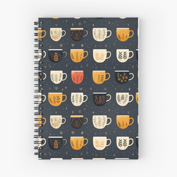 Item preview, Cozy autumn pattern with cups and dried plants on dark background. Warm pastel pattern, autumn atmosphere with cups of hot drinks and autumn plants. designed and sold by SculpterioShop.