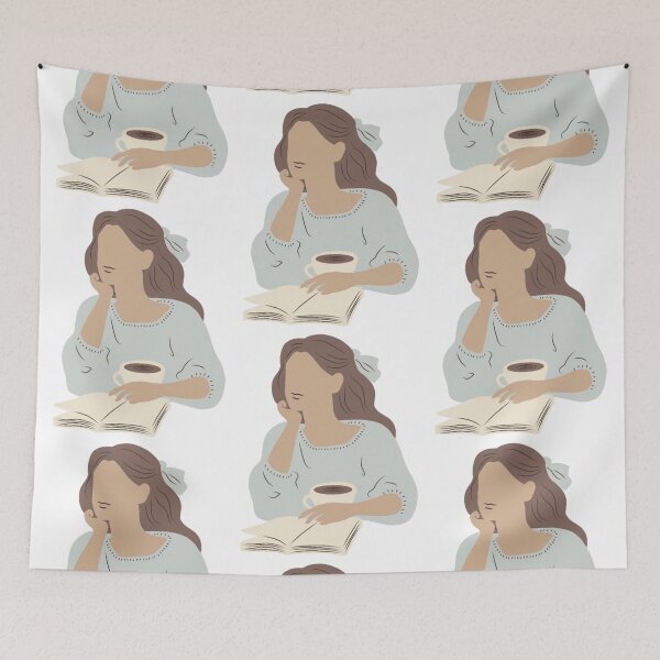 Item preview, Girl with Book and Coffee designed and sold by jennysselling.