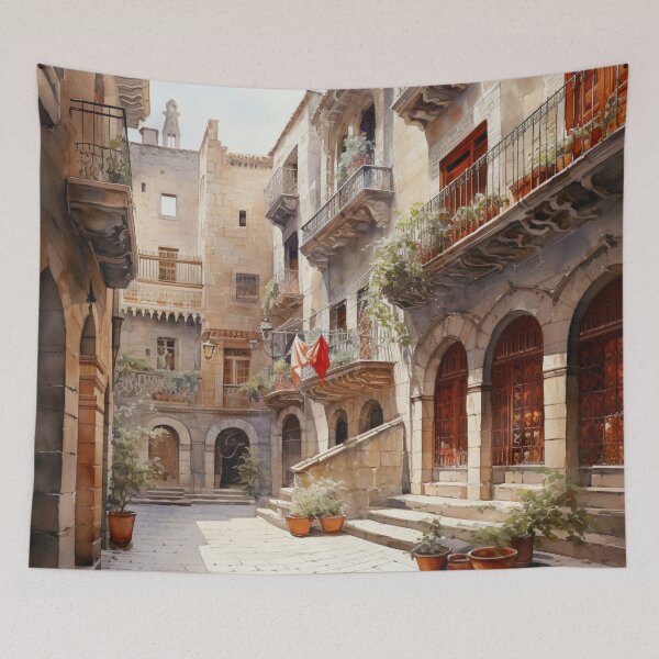 Item preview, A Watercolor Design of the Gothic Quarter (Barri Gòtic) - Barcelona - Spain designed and sold by Sketch-Shack.