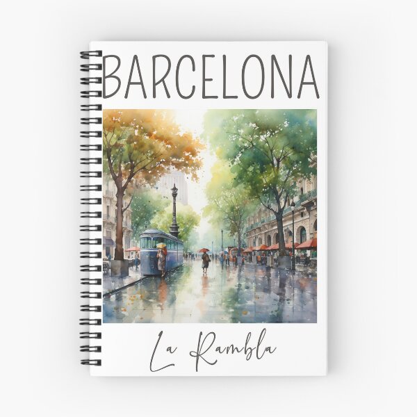 Aperçu de l'œuvre Une aquarelle de La Rambla - Barcelone - Espagne créée et vendue par Sketch-Shack.
