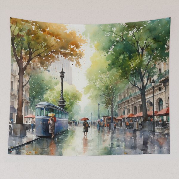 Item preview, A Watercolor Design of the La Rambla - Barcelona - Spain designed and sold by Sketch-Shack.