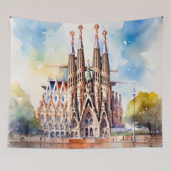 Item preview, A Watercolor Design of the Sagrada Familia - Barcelona - Spain designed and sold by Sketch-Shack.