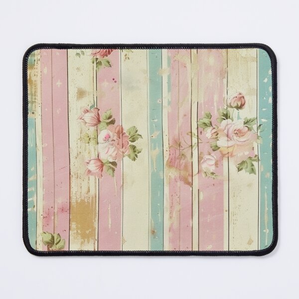 Item preview, Teal and Pink Flowers and Stripes Shabby Chic Faded Antique Moody Floral Victorian Style designed and sold by AmandaArcane.