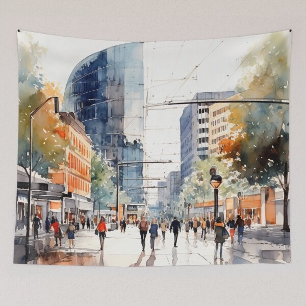 Item preview, A Watercolor Design of the Potsdamer Platz - Berlin - Germany designed and sold by Sketch-Shack.