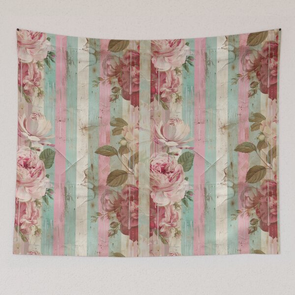 Item preview, Dainty and Demure Flowers and Stripes Shabby Chic Faded Antique Moody Floral Victorian Style designed and sold by AmandaArcane.