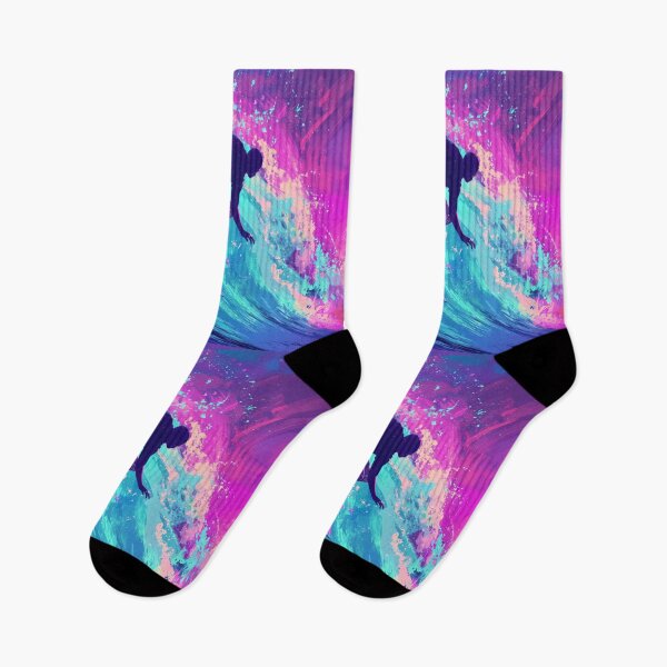 Item preview, Surfer catching wave neon colour palette Active Outdoors Inspired Art designed and sold by CDC40.