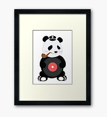 Cute Panda Smoking with his Disc Framed Print